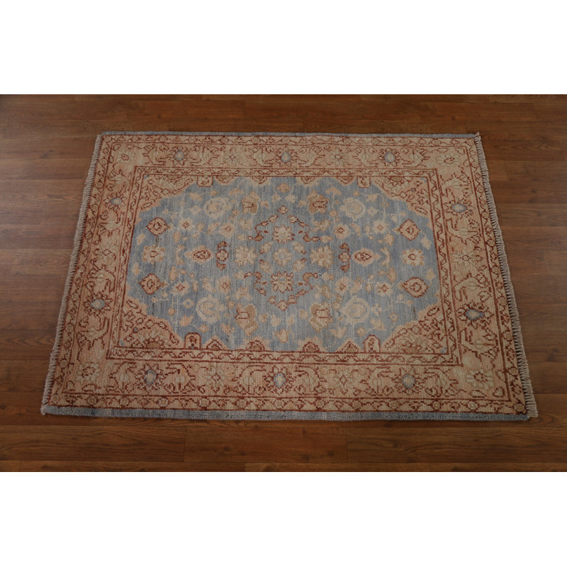 One-of-a-Kind Rectangle 3'0" x 4'0" New Age Rectangle Wool Area Rug in Beige and Blue