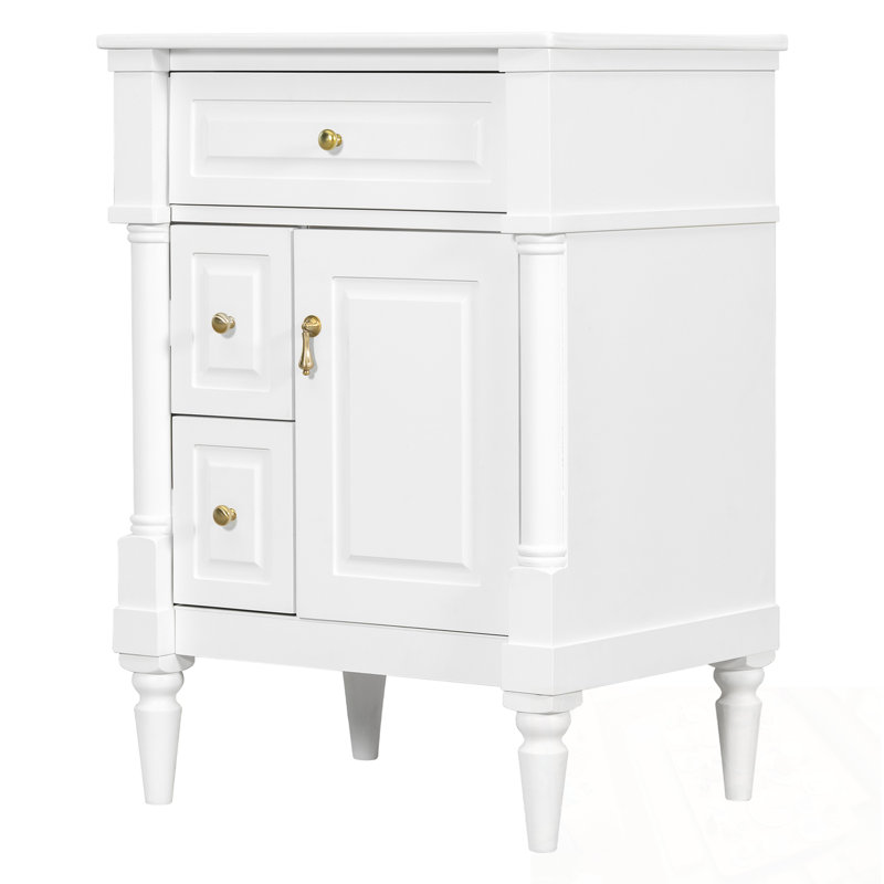Meuble-lavabo avec lavabo, 2 tiroirs et tablettes de porte, 24", Blanc