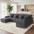 6-Piece Modular Corduroy Sectional Sofa with Ottoman, Reconfigurable Couch Sectional for Living Room, Bedroom, Office-191823602-192082826