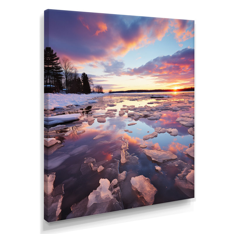 Coucher de soleil sur la rivière Icy Forest River, Toile tendue, H 40 po x l 30 po