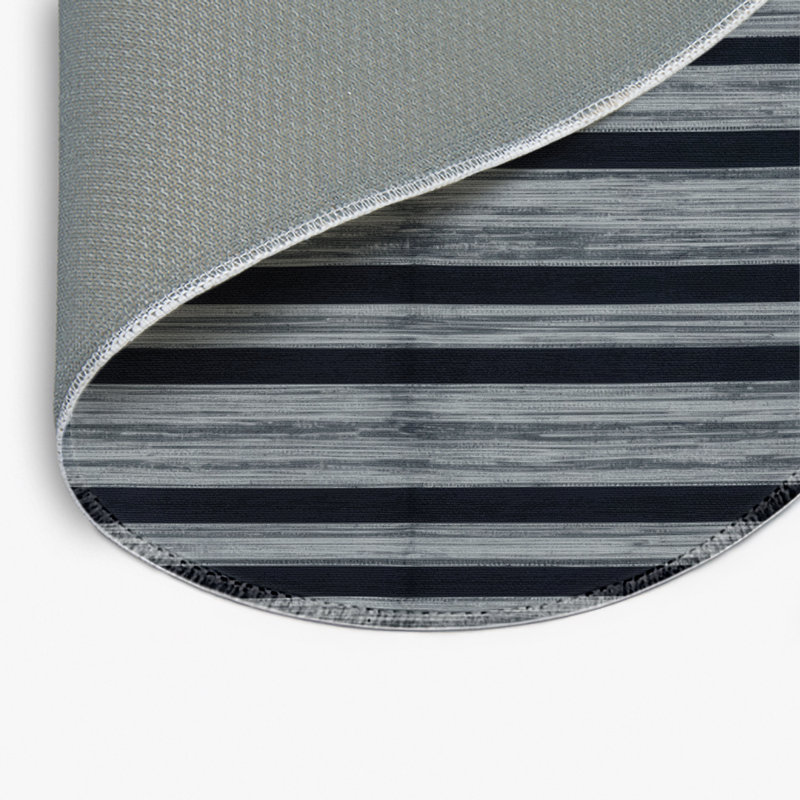 Tapis intérieur / extérieur gris HorizontalStripes, Rond 5 pi