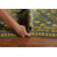 Tapis jaune / vert en laine noué à la main de conception unique 6 pi 8 po x 9 pi 5 po New Age