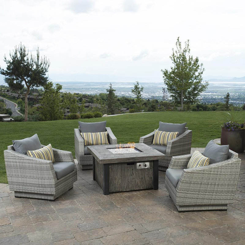 Fionnula 4 - Person Patio Conversation Set with Cushions, Charcoal Grey Sunbrella®