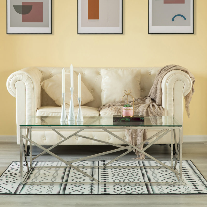 Estrela Glass Coffee Table, Silver