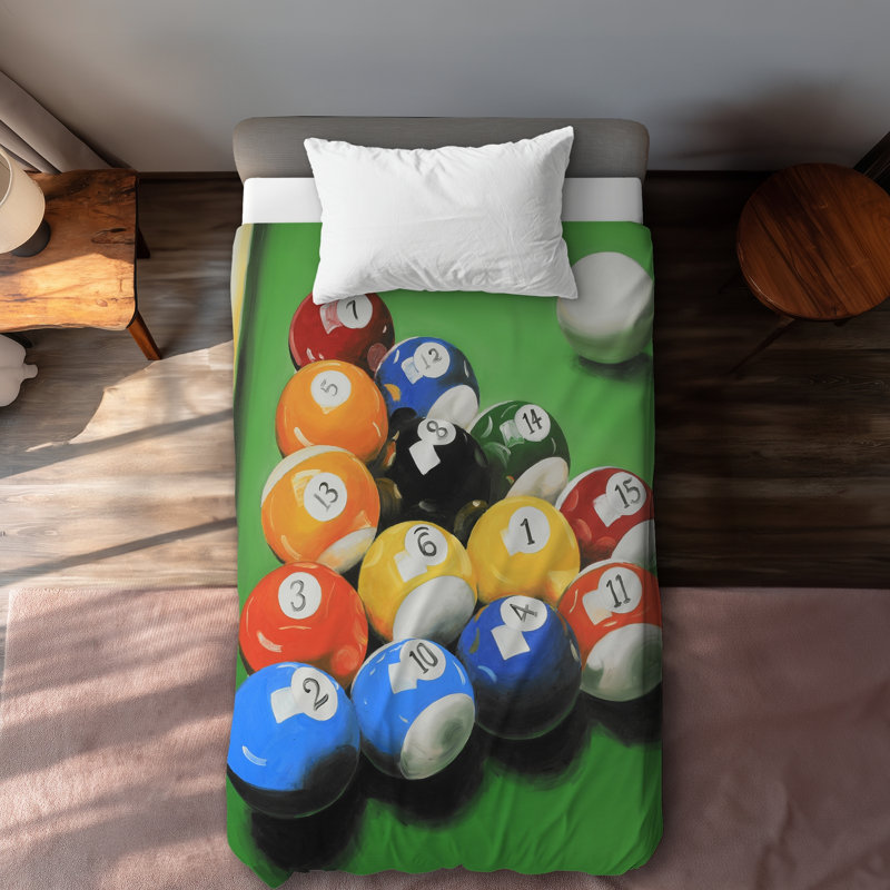 Pool Table with Ball Formation Duvet Cover | Home Decor
