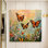 «Farmhouse Butterfly Landscape», art mural sur toile sans cadre 16 po x 16 po