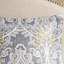Housse de couette grise en coton king avec accessoires de chambre doux et literie 5 pièces pour le lit. Garniture design.
