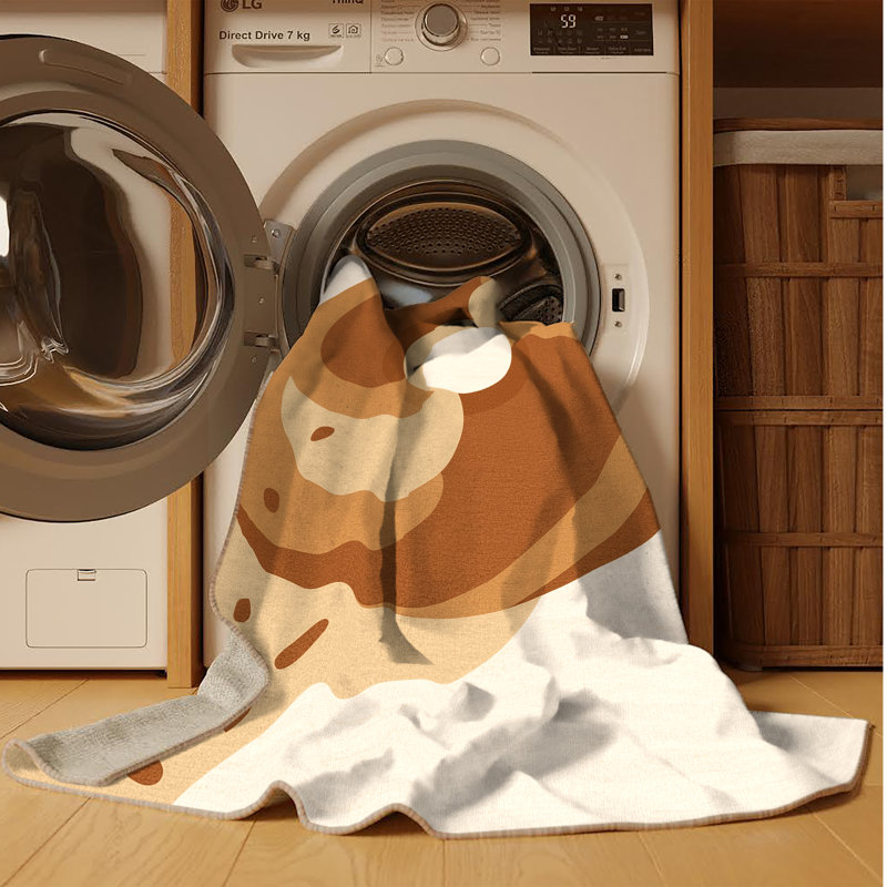 Tapis beige moderne et contemporain lavable à la machine Klein Bagel, 4 x 6