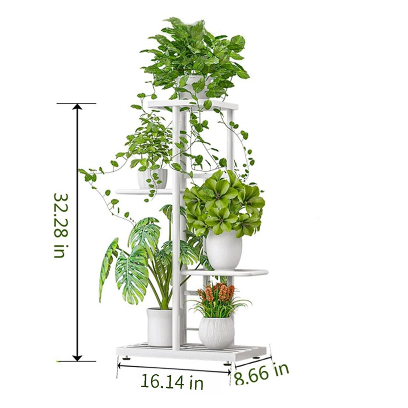 White Metal 4-Tier Indoor/Outdoor Plant Stand