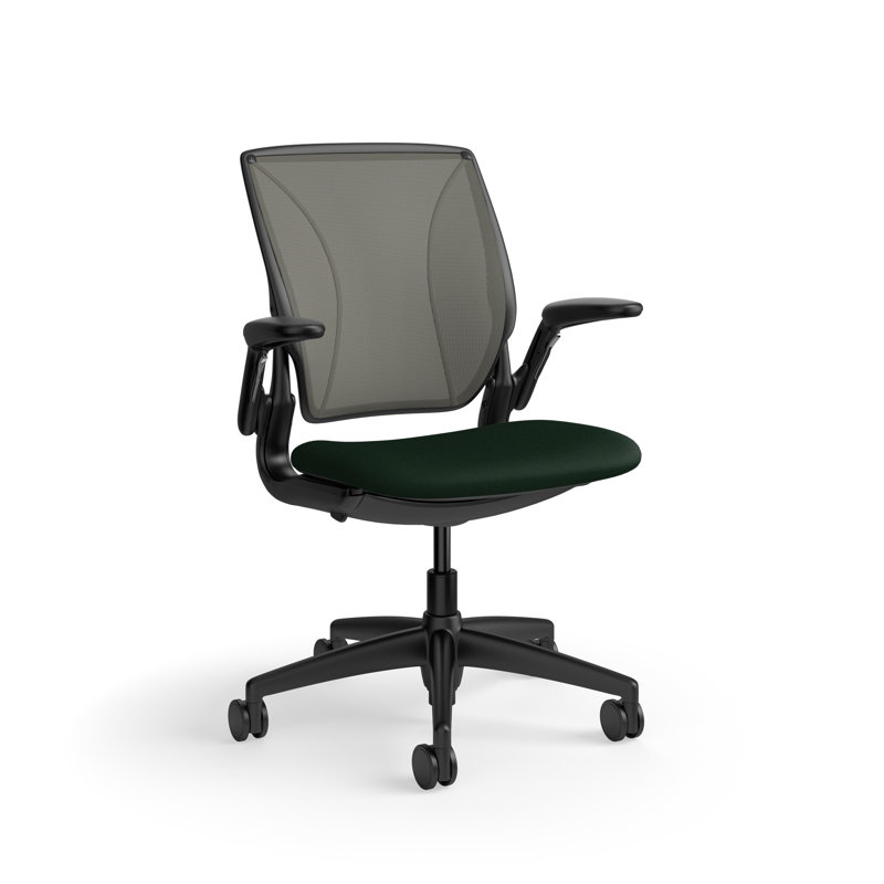 World LM, Ergonomic Task Chair with Caraway Backrest, and Corde 4 Upholstered Seat, Grey/Grey, Black