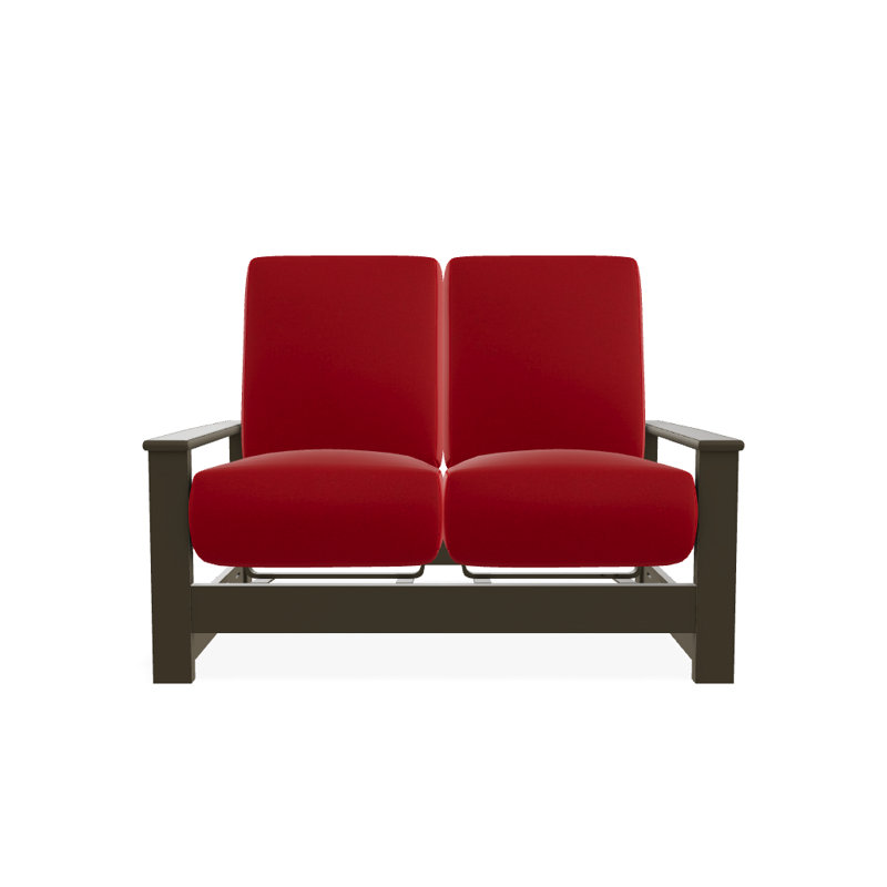 Causeuse profond avec coussins Leeward, Rouge 1A, Bois de plage