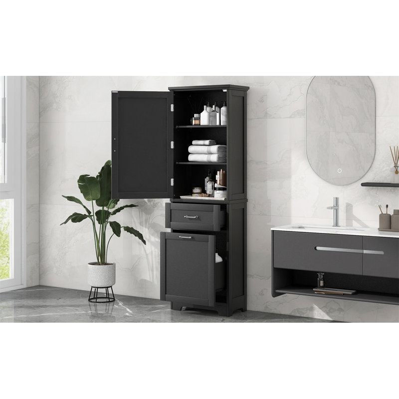 Tall Bathroom Storage Cabinet, Black