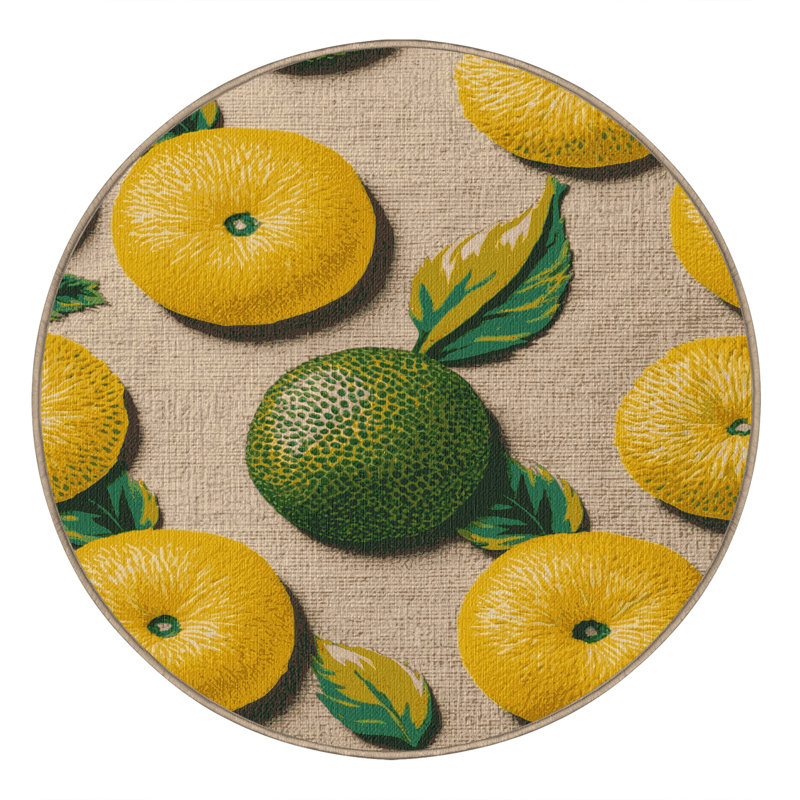  Tapis lavable aux fruits de bergamote, Rond 4 pi