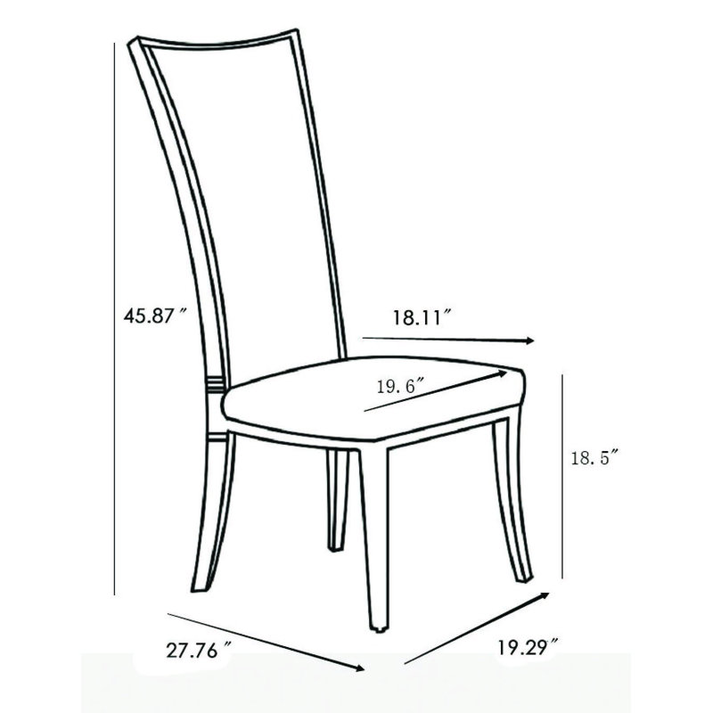 Elegant High-Back Gray Faux Leather Side Chair with Stainless Steel Frame