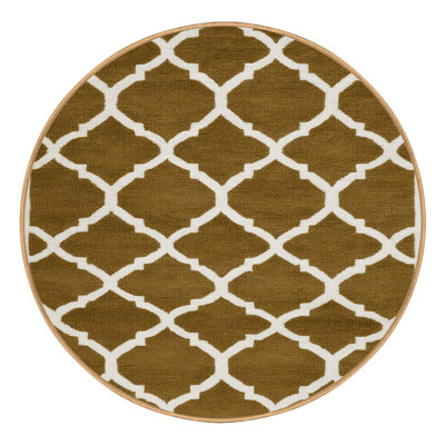 Machine Washable Trellis Brown Area Rug