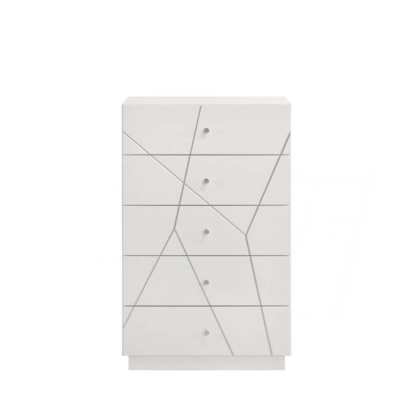 Commode Manhattan - Finition laquée avec motif géométrique et tiroirs spacieux pour un rangement moderne