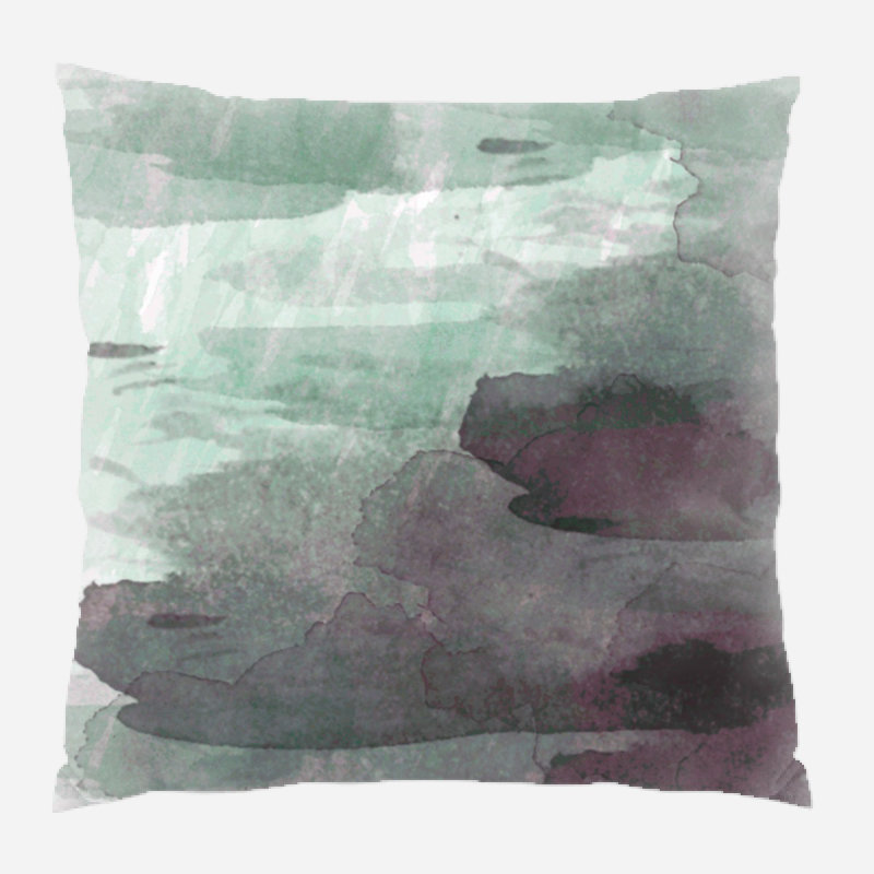 Coussin décoratif aquarelle Neumann, Microsuède, Intérieur