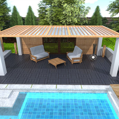H Style 12"X12" Outdoor Deck Tiles, 44 Pack Interlocking Deck Tile Floor Tiles Non-Slip Flooring For Outdoor And Indoor Patios, Gardens