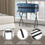 Ensemble de 2 porte-valises pliables en métal pliable avec sangles en nylon noir durable - pour la chambre à coucher, la chambre d'amis ou l'hôtel (acier noir)