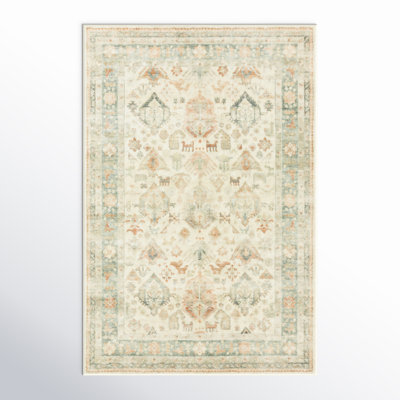 Oriental Beige/Brown/Dark Green Area Rug