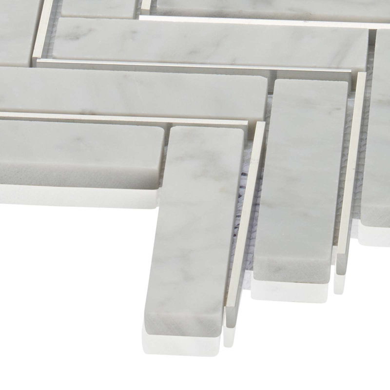 1" x 12" Natural Stone Mosaic Sheet Tile, White