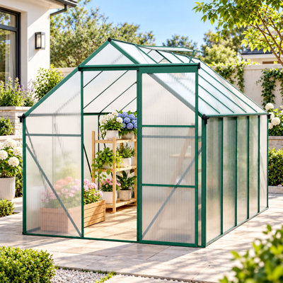 Serre en polycarbonate 6 x 10 pour l'extérieur vert