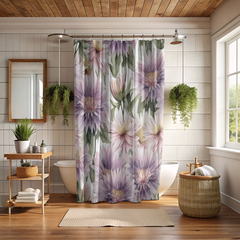 Rideau de douche 1 pièce Flower Rhythm, H 74 po x l 71 po