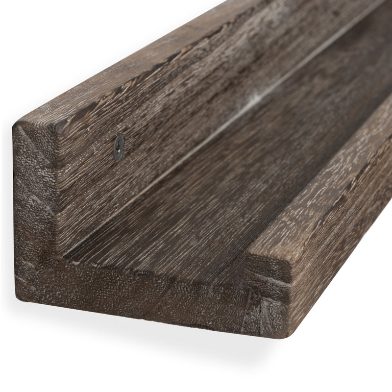 Larrisa 2 Piece Paulownia Picture Ledge Wall Shelf, 2.2" H x 60" W x 3.4" D, Torched Brown