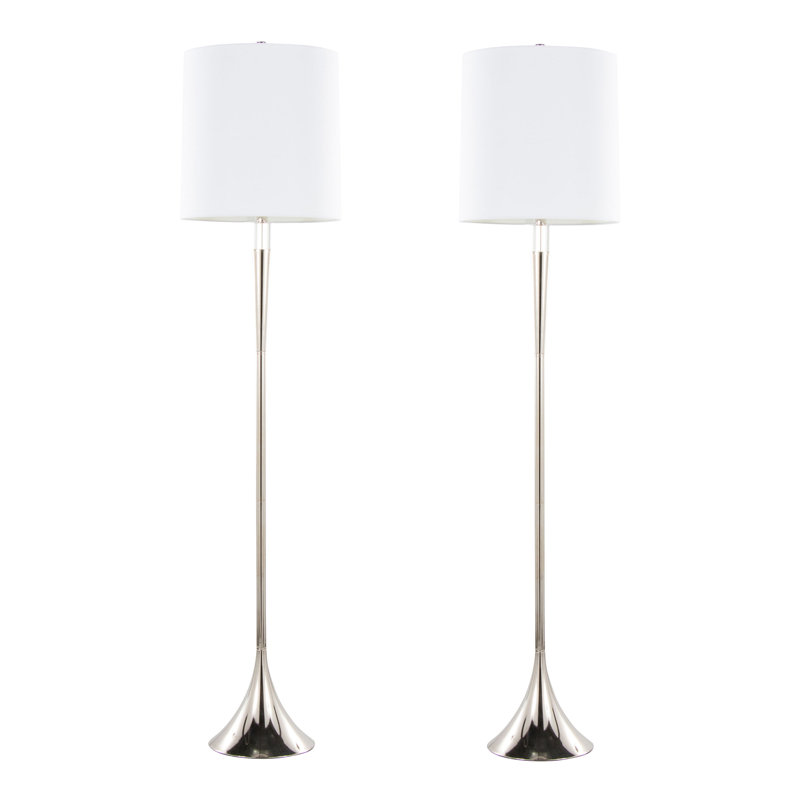 Metal Floor Lamp, Clear/Nickel/White