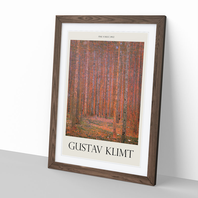 Pine Tree Forest Print by Gustav Klimt - Framed Print, Walnut Framed, 65cm H x 48cm W x 2cm D