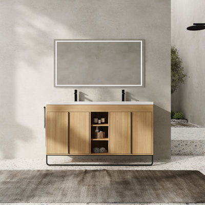48" Double Bathroom Vanity With Resin Basin
