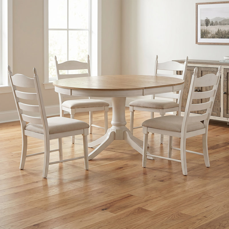 Ensemble de table de salle à manger extensible 5 pièces avec chaises à dossier échelle - Retro Farmhouse Kitchen Furniture
