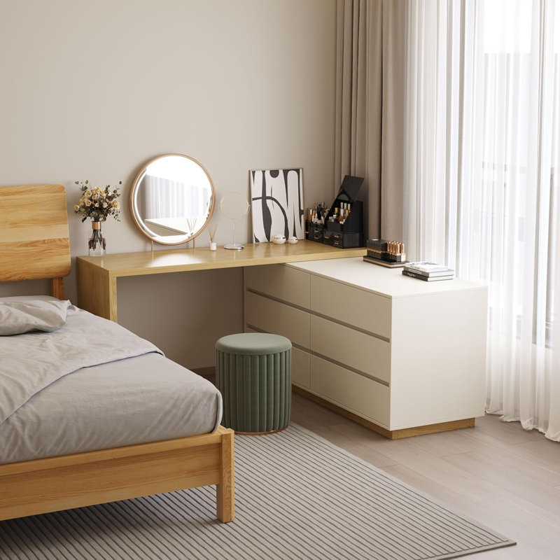 L-Shaped Solid Wood Solid Wood Credenza Desk