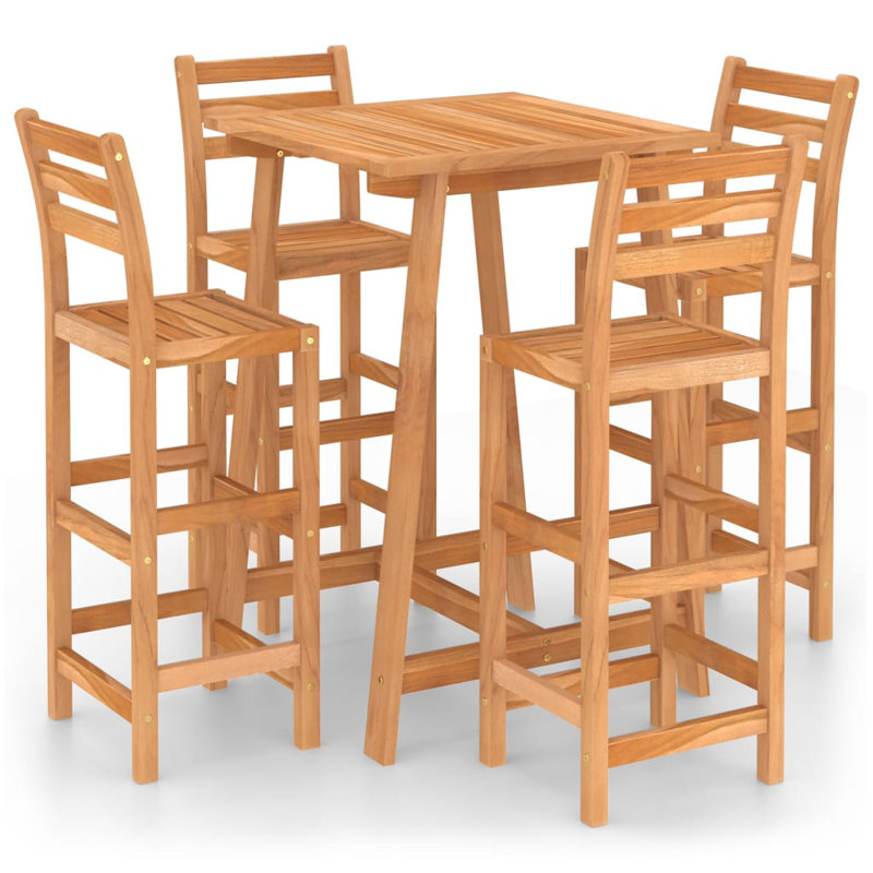 Guerrera 4 - Person Acacia Wood Patio Dining Set with Square Table