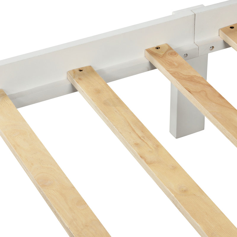 Lit plateforme simple en bois blanc avec tête de lit Sparkling