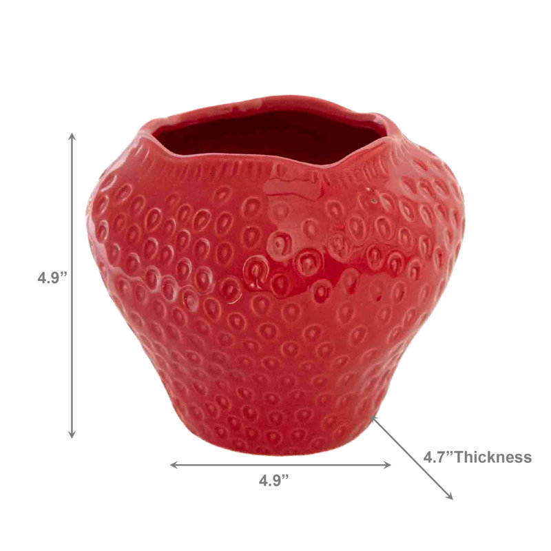4.9" Strawberry Ceramic Planter