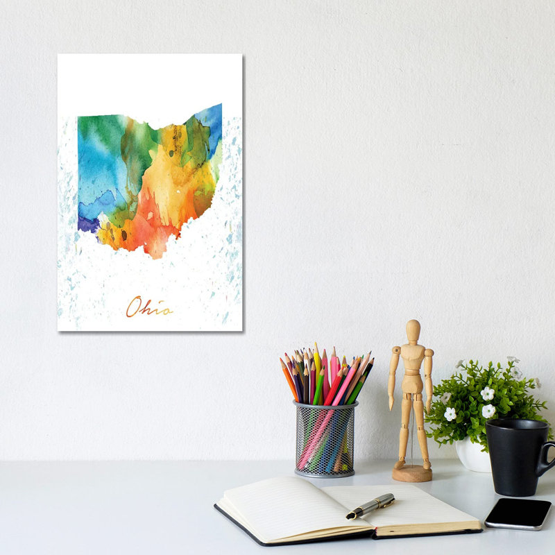 Ohio State Colourful - Wrapped Canvas Painting, 30.48cm H x 20.32cm W x 1.91cm D