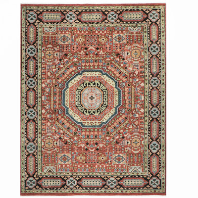 Tapis traditionnel Oushak en laine nouée à la main 8 pi 11 po x 12 po Oushak
