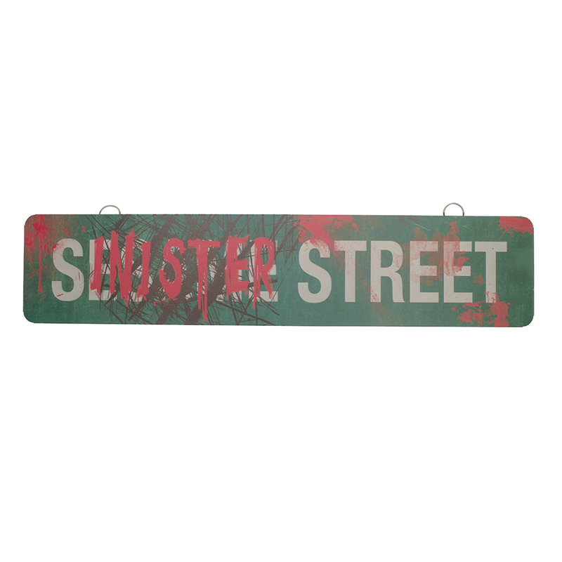Elm & Sinister Metal Bloody Street Sign 2pc Scary Halloween Haunted House Prop Elm & Sinister Metal Bloody Street Sign 2pc Scary Halloween Haunted House Prop