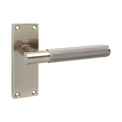 Golden Grace 4 Pair Victorian T-Bar Knurled Door Handle Antique Brushed Brass Finish with Spindle and Screws - 120 x 40mm