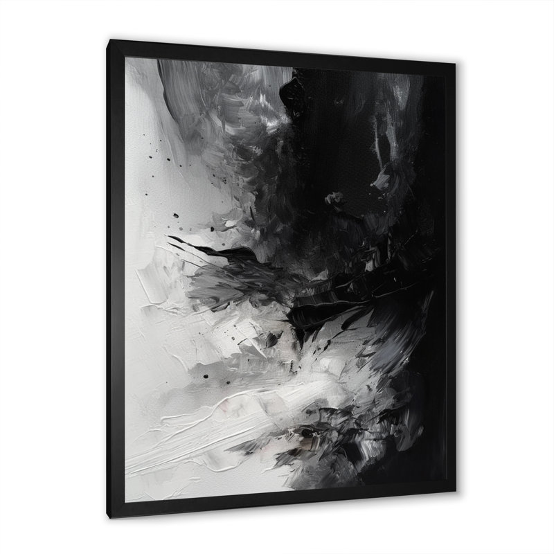 «Black Textured Splash Paint Art III», art mural abstrait, Cadre photo noir, H 20 po x l 12 po x P 1 po