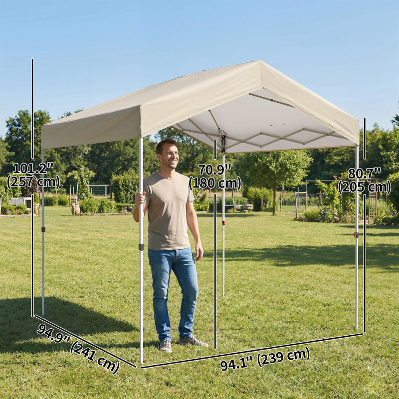 8 x 8 ft Pop Up Canopy Tent with 1-Button Push Easy Setup, Beige