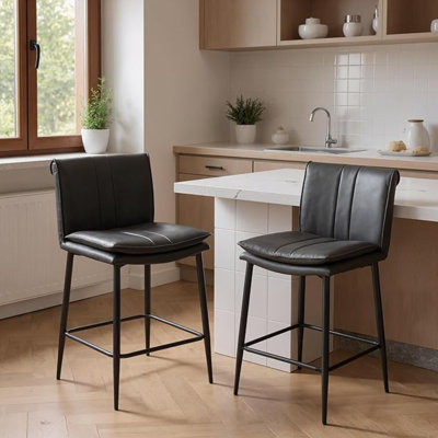 Upholstered Faux Leather Bar Stool