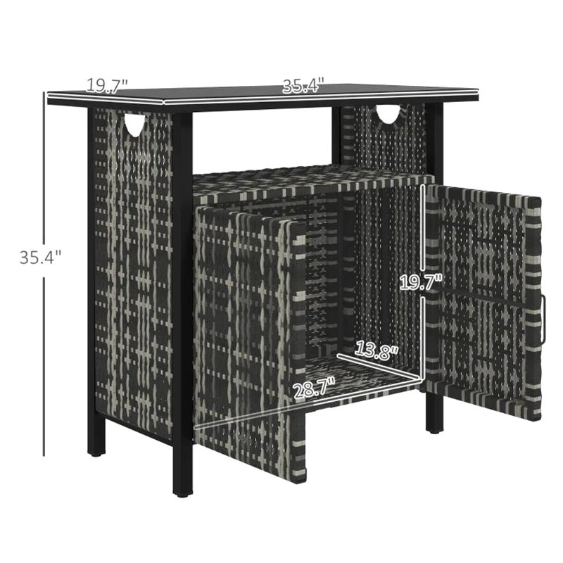 Table basse d'extérieur comme option de rangement pour serviettes, équipée d'une structure en acier spacieuse et résistante aux intempéries dans un élégant meuble d'apparence avec rangement, cadre fiable pour la piscine