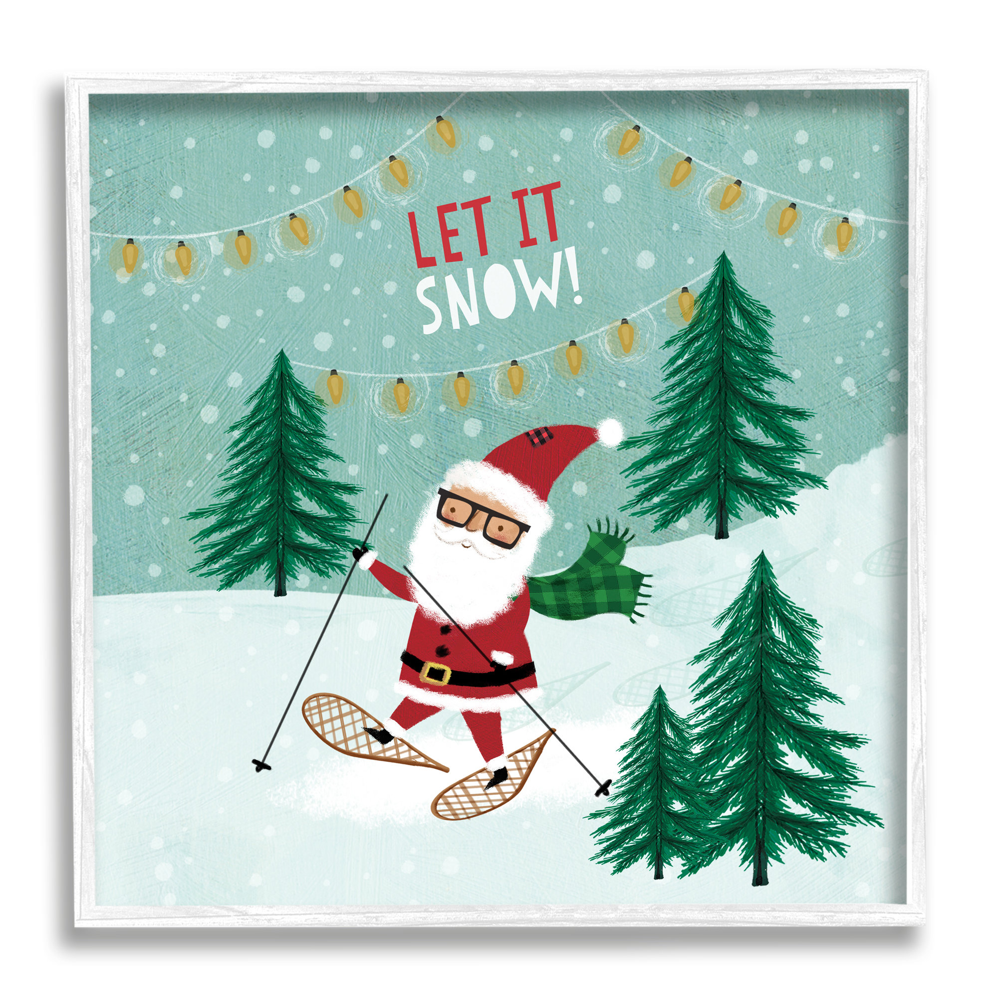 Traditional Santa Claus Christmas Card - Snowy Woodland and