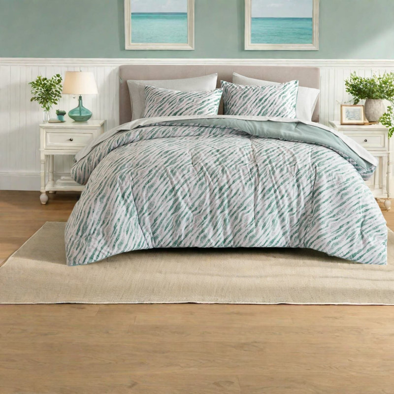 Modern Bedding Sets, Twin XL Polyester Comforter Set, Green Bedroom