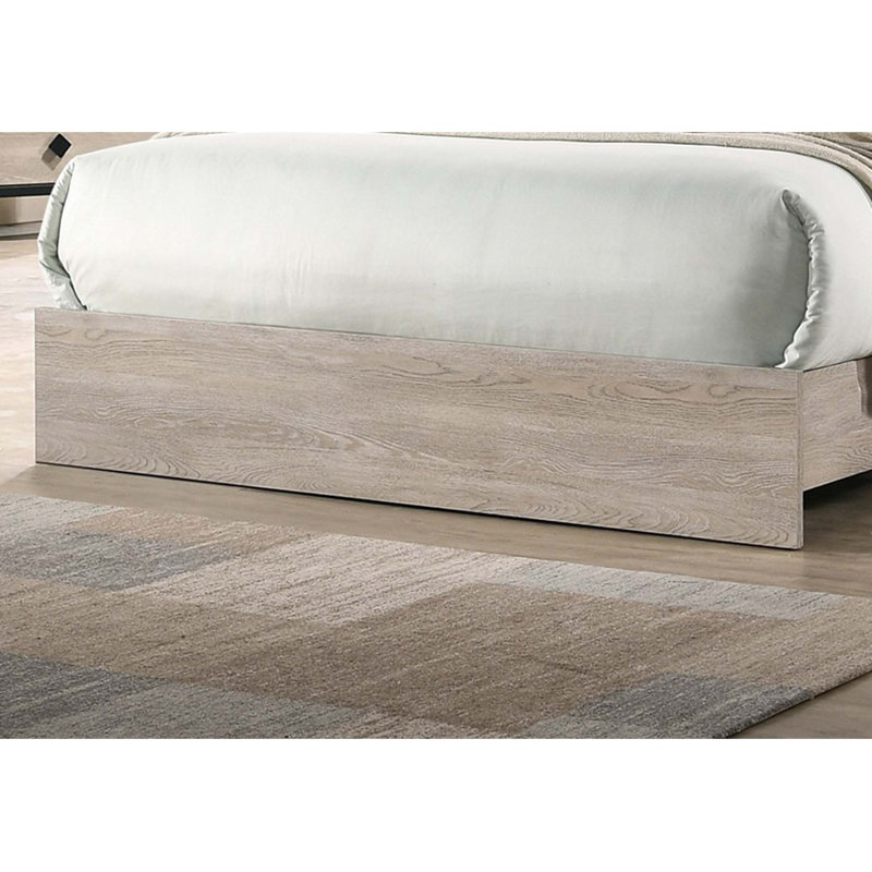 Kipperman Upholstered Platform Bed, King, Cream/Gray