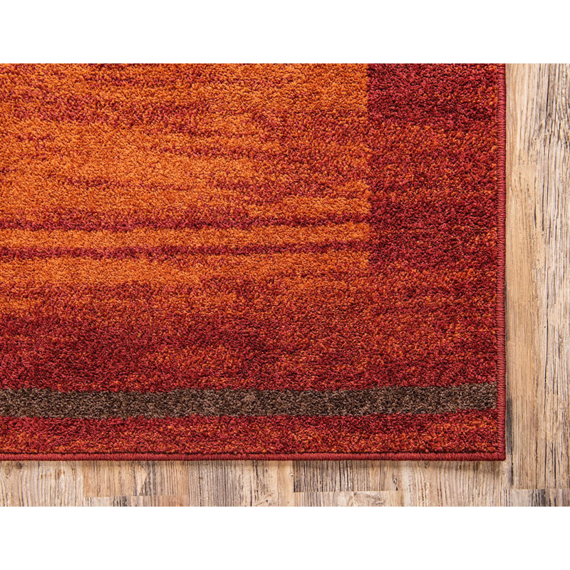 Tapis à motif géométrique rouge / orange Harvest, Rectangle 2 pi x 3 pi