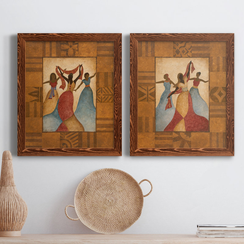 Rythme - ensemble de 2 reproductions d'art sur toile encadrées, H 20 po x l 34 po x P 1,5 po, Cadre en érable