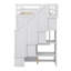 Lit mezzanine simple multifonctionnel avec trois tablettes, deux armoires, deux tiroirs et une échelle de rangement-2106385067